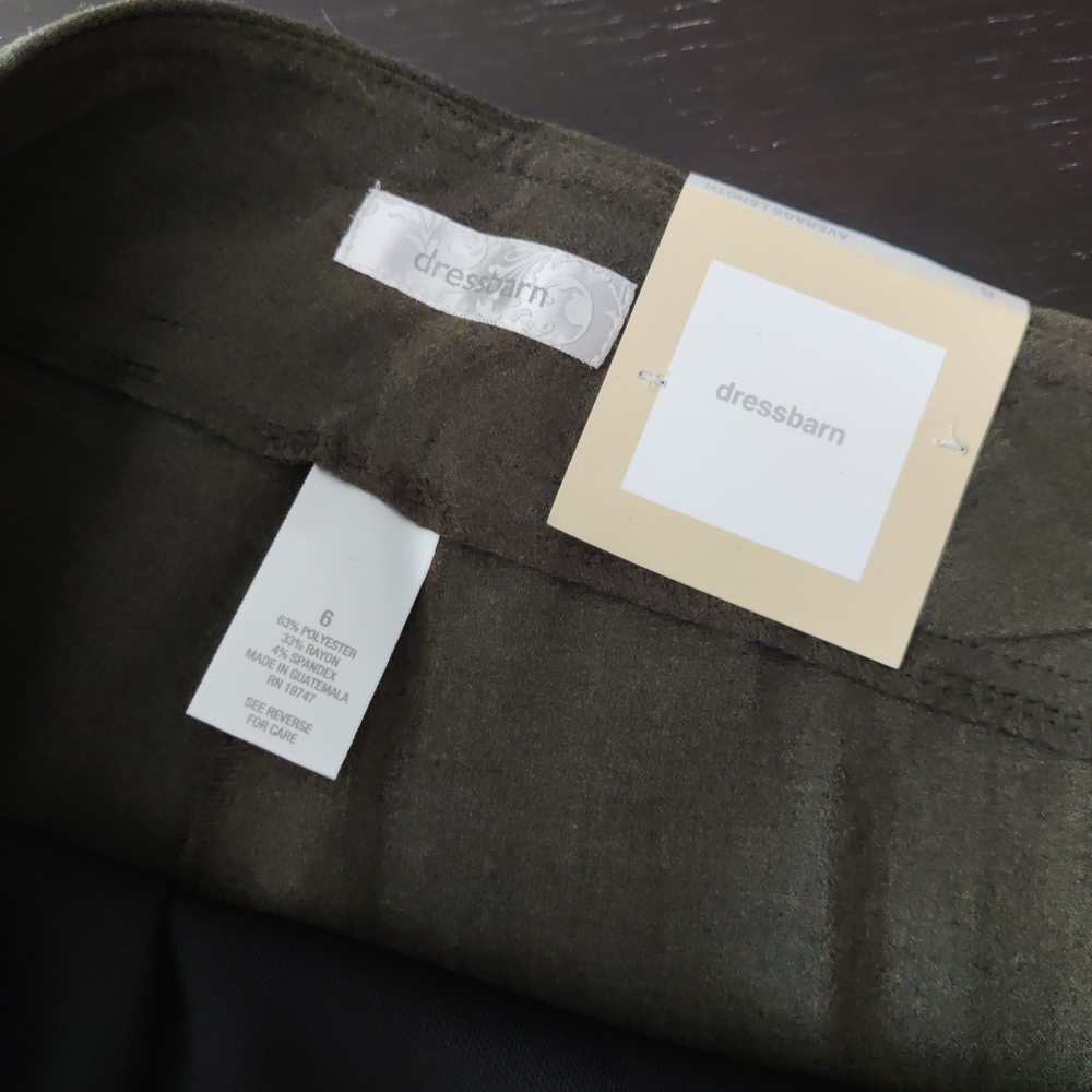 NWT Dressbarn Olive Green Tummy Control Dress Pants - Size 6 - Picture 3 of 5